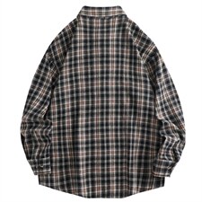 春季新款格子男女情侣款潮流宽松格纹衬衣，男装衬衫，星座1107-1