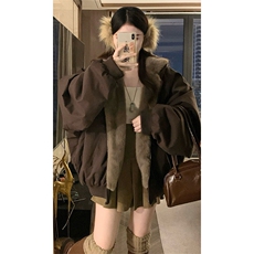 两面穿现货重磅短款座山雕棉衣男女双面穿毛毛绒棉服加厚外套，男装棉衣，电商A486