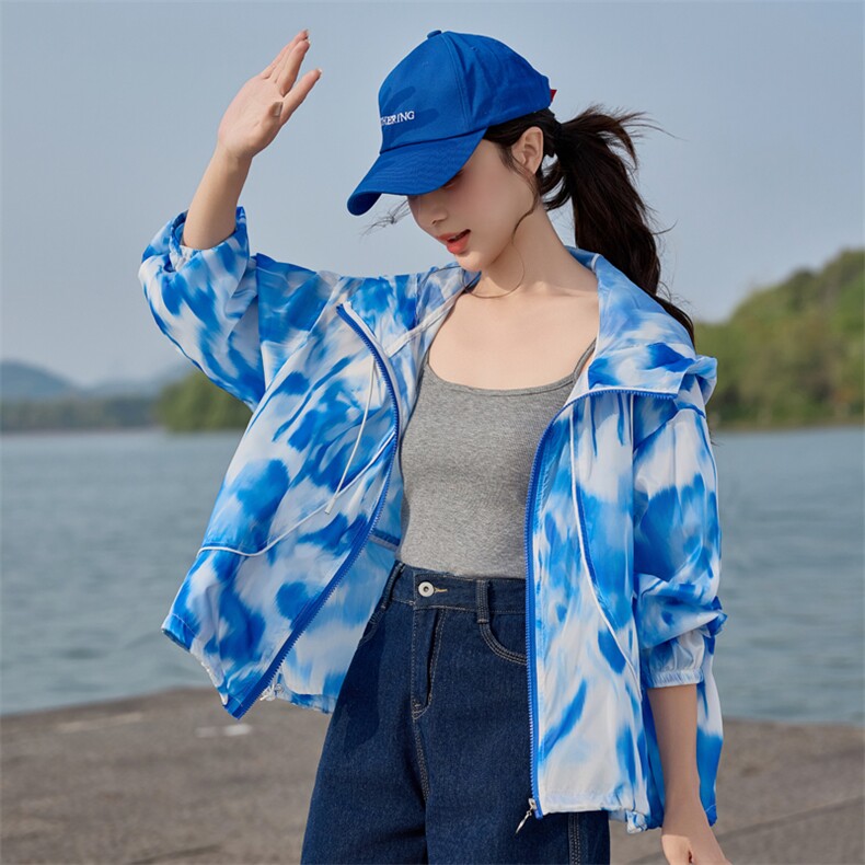 洋气超好看印花防晒衣女2025夏季新款宽松凉感透气轻薄防晒服外套,女装防晒衣,悦祺