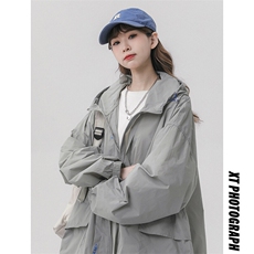 特批P55无差价2025夏季连帽字母印花皮肤衣男女情侣轻薄外套J506，男装夹克，电商A001