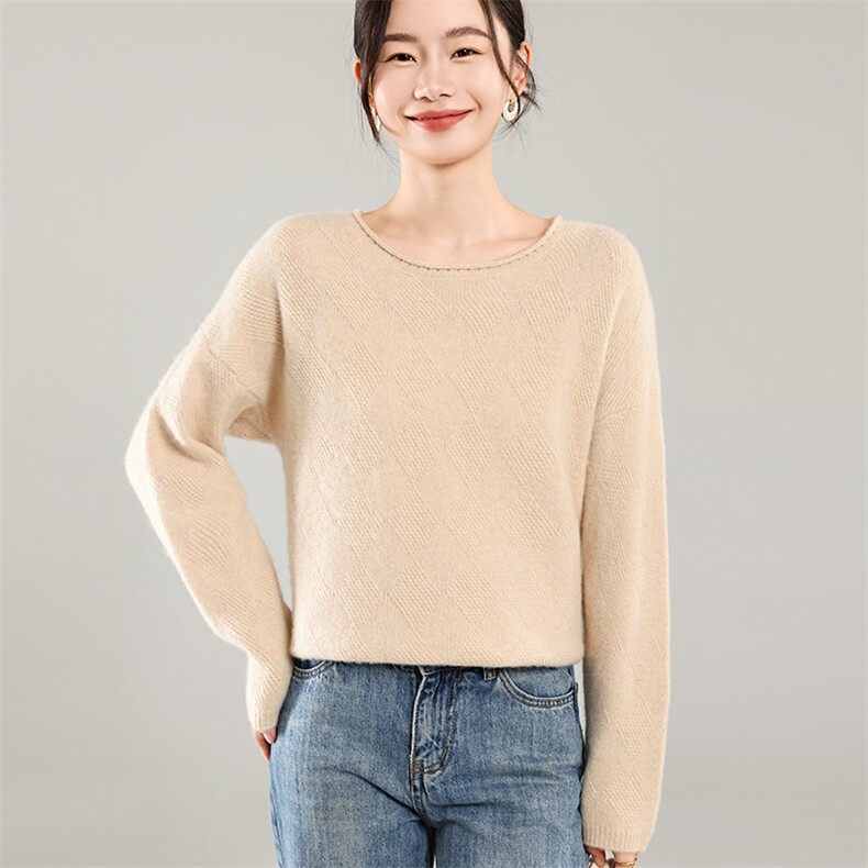 35%羊绒衫秋冬季新款舒适时尚百搭女式宽松长袖打底毛衣,女装羊绒衫,琳尚羊绒