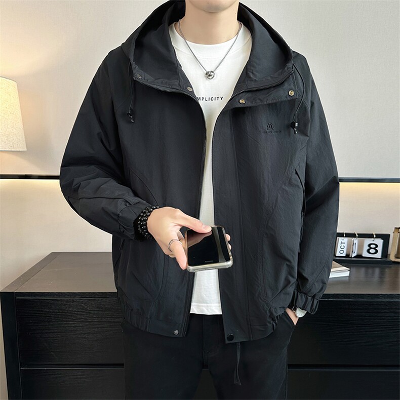 2026春季店主风休闲简约连帽轻薄夹克时尚外套男9610-P90，男装夹克，电商A413