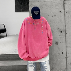 美式潮牌重磅水洗做旧圆领卫衣力推大码男XZ517A-BK5559-P58，男装卫衣，星座517A
