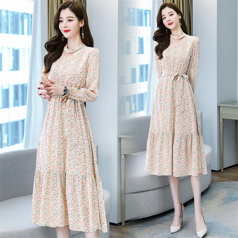 自然小铺2023春季新款浪漫碎花连衣裙收腰显瘦法式田园风裙子女，女装连衣裙，三木叶子