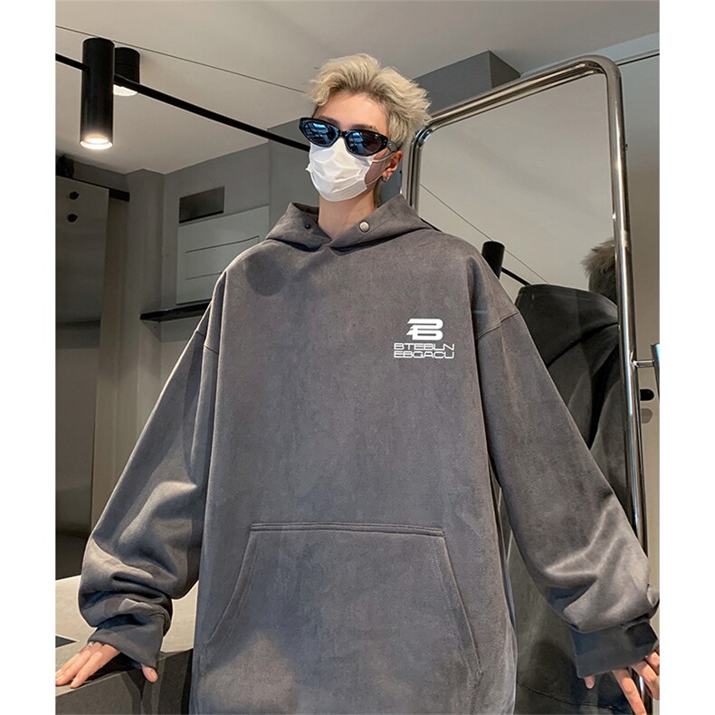 抖音得物供货提供视频秋冬重磅美式麂皮绒连帽卫衣JLM33,男装卫衣,电商A486