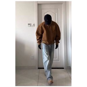 春季新款美式高街廊形飞行夹克复古外套男百搭休闲情侣棒球服上衣图片