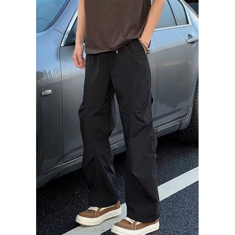 浅灰色褶皱伞兵工装裤男直筒微喇弯刀裤子美式机能三防软壳冲锋裤，男装工装外套，星座1116A（原606A-3）