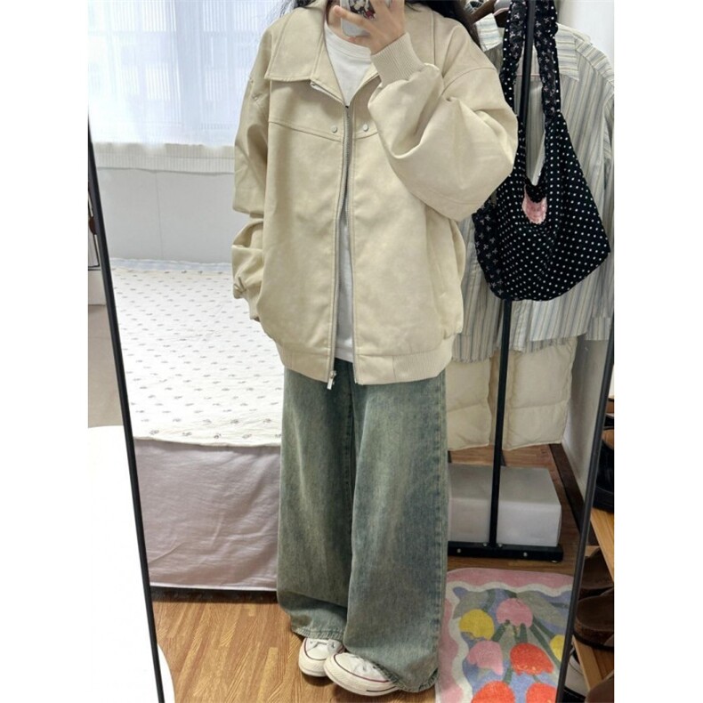 J9761-P57美式新款复古宽松休闲百搭棒球服pu皮衣外套,男装皮衣,星座617A-2