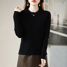 2025年秋季新款针织抽条圆领上衣时尚休闲通勤百搭，女装针织衫/毛衣，阁惠羊绒