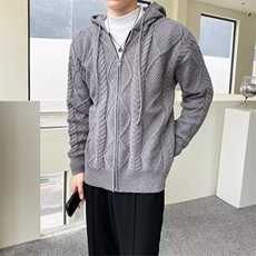 连帽毛衣男保暖加厚高级感宽松秋冬季外套长袖针织开衫G08/P68，男装针织衫/毛衣，星座506