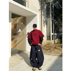 字母刺绣假两件卫衣特批50，男装卫衣，星座807-3