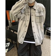 扎染工装外套男潮牌暗黑系潮流复古宽松高街痞帅设计感上衣夹克衫，男装夹克，星座601-1