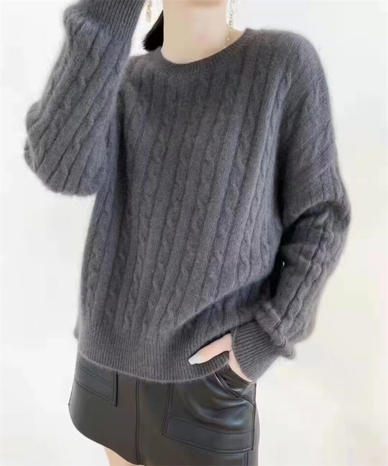 时尚百搭秋冬新款女圆领针织衫修身显瘦羊毛衫红色毛衣外套,女装羊毛衫,隆格羊绒
