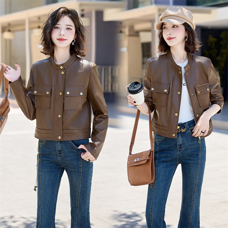 现货美拉德欧阳娜娜同款仿羊皮衣外套女2024秋装新款精致职场通勤，女装皮衣，潮流依族