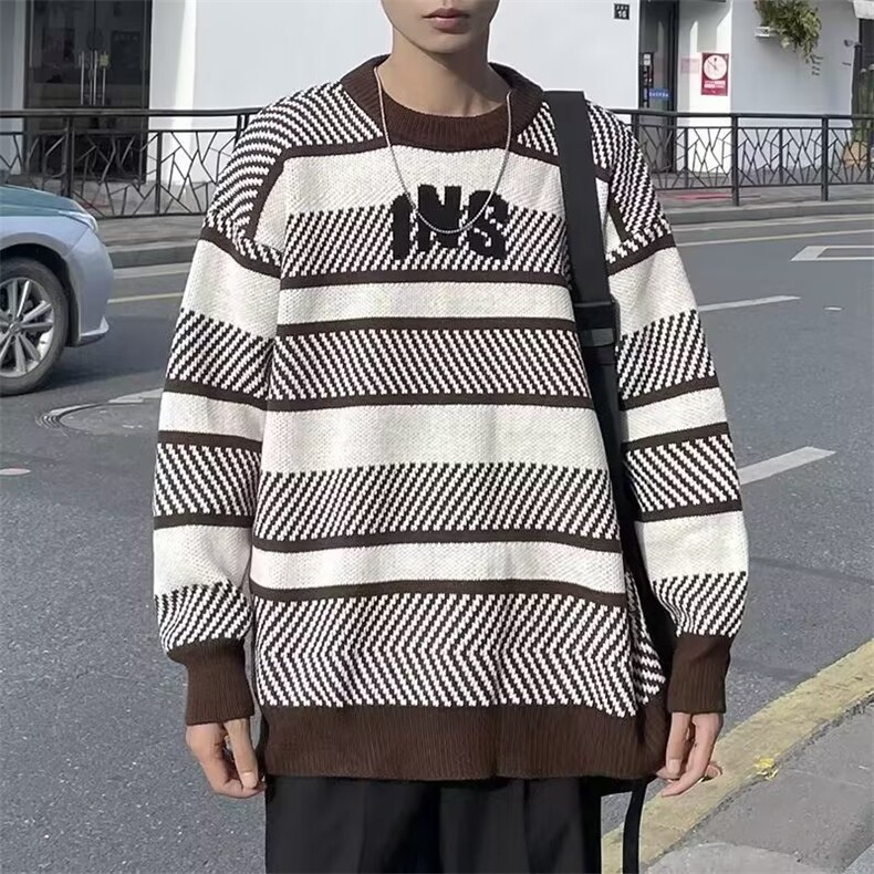 美式街头设计感圆领毛衣男慵懒风休闲针织衫YM2002P46,男装针织衫/毛衣,星座1116-2
