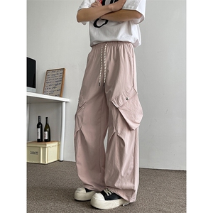 D206-1 8XL-M冰丝复古阔腿工装裤男宽松大口袋美式拖地裤男K9145图片