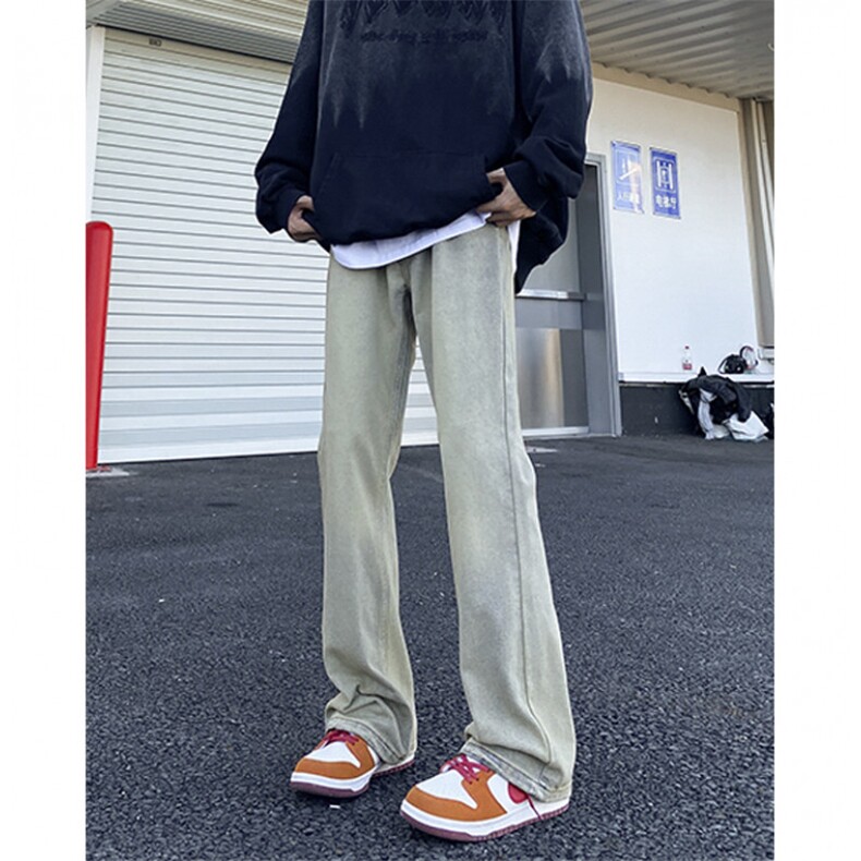 春季美式高街弹力牛仔裤黄泥色 N371 P50图片