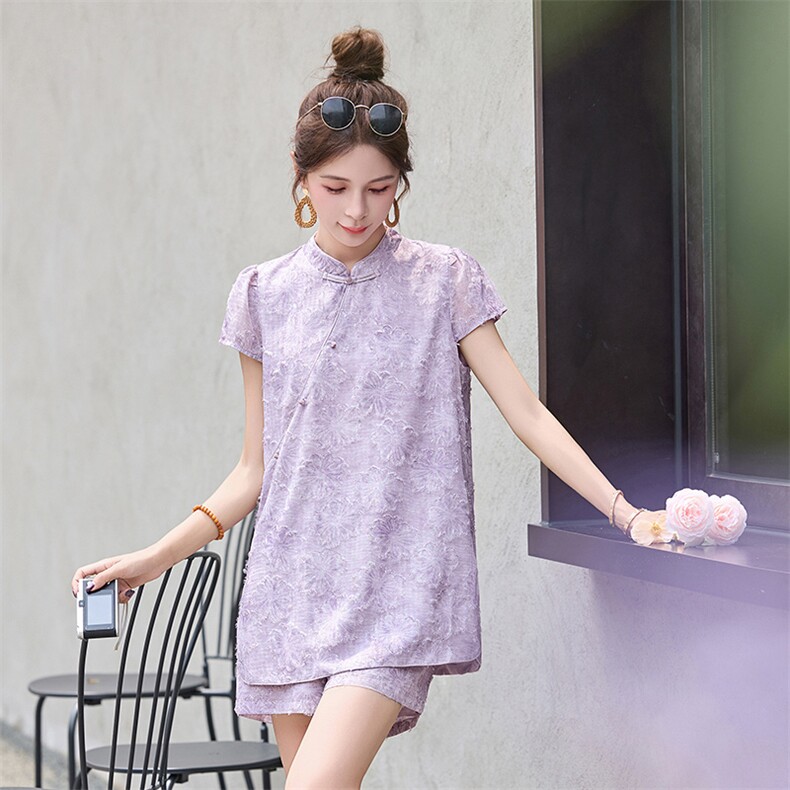 新中式国风套装短裤女2025夏新款小个子巨好看绝美漂亮穿搭两件套,女装套装/套裙,众宇琦