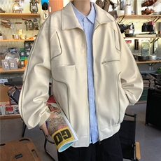 美式复古机车皮衣外套男飞行员夹克潮宽松休闲pu皮上衣HH8526P65，男装夹克，星座1013-5