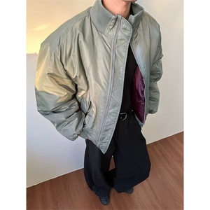 廓形宽松短款飞行员棉服男冬季加厚夹棉保暖棒球服夹克外套图片