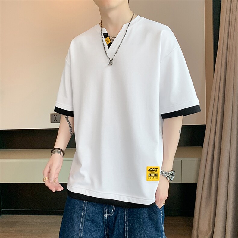 冰氧仿棉短袖店主风夏季T恤休闲百搭假两件男上衣TC3153-P28控48图片
