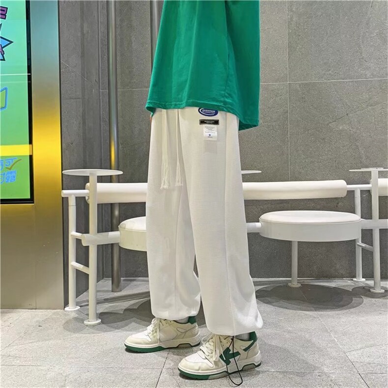 男休闲抽绳华夫格休闲裤卫裤运动裤大码青少年裤子B405P33图片