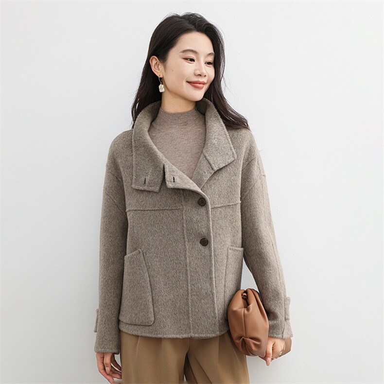 2025百搭时尚立领短款大衣，女装双面呢大衣，高哲羊绒