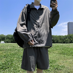 立领夹克防晒衣套装上衣+短裤男女冲锋衣薄两件套运动 W7458-P52图片