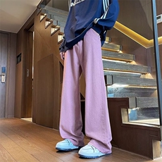 春夏秋款紫色牛仔裤男女美式薄款高街直筒显瘦微喇裤子C1098/P48，男装牛仔裤，星座506