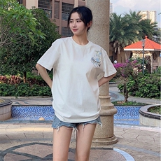 万针全刺绣解构设计260克重磅双纱纯棉高品质美式高街短袖T恤特35，男装T恤，电商A486