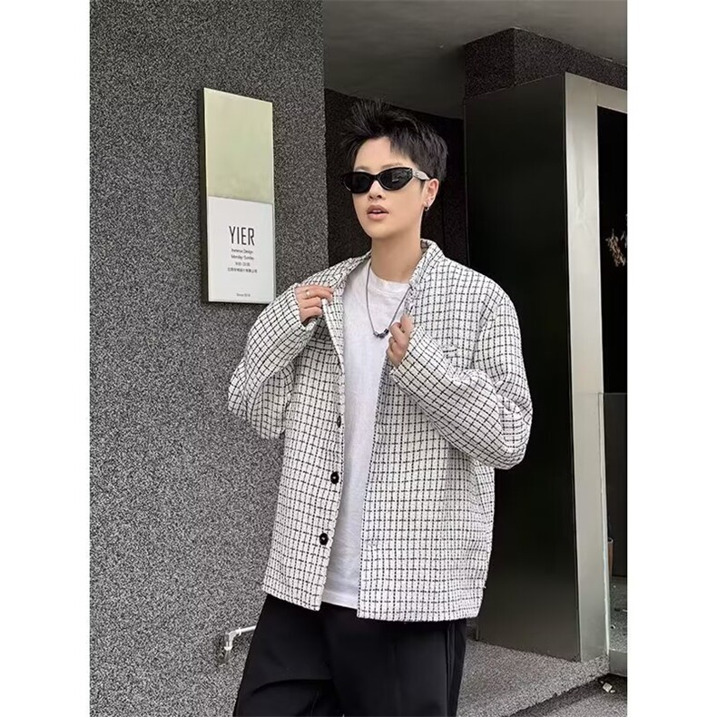 秋冬男士新款编织棉线小香风翻领夹克外套男女款休闲百搭保暖上衣,男装夹克,星座506A