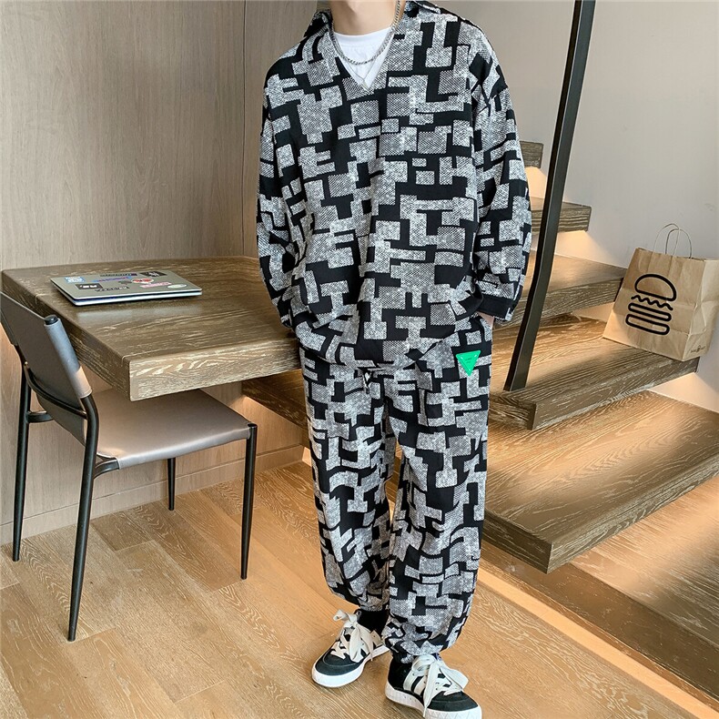 1港风V领套装九分裤男大码M-5XL搭配9分袖POLO衫男TZ7732P75控98，男装Polo衫，星座226-2