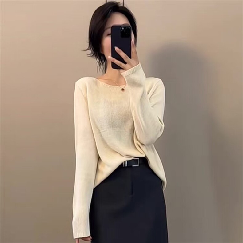 夏季新款防晒时尚百搭长袖套头上衣，女装衬衫，锦弘羊绒