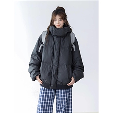 现货5W件冬季三防重磅boxy短款羽绒连帽PU皮棉衣外套防风加厚棉服，男装棉衣，电商A443