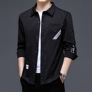 JG-C7男式2023春季新款长袖工装衬衫修身免烫衬衣P50图片
