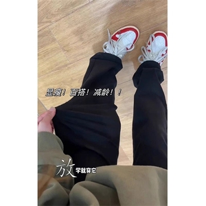 夏季黑色微喇牛仔裤男修身潮牌直筒美式高街vibe弯刀休闲裤子潮图片