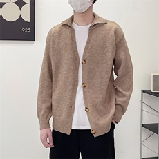 细针翻领开衫毛衣外套男生简约宽松休闲百搭长袖针织上衣M874，男装针织衫/毛衣，星座1116A-2（原606A-1）