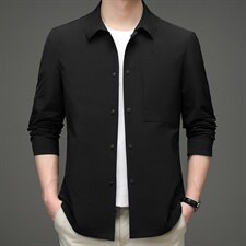 春秋季薄款宽松免烫男士商务休闲时尚夹克外套中年新款男装上衣，男装夹克，电商B212（原钱塘6029）