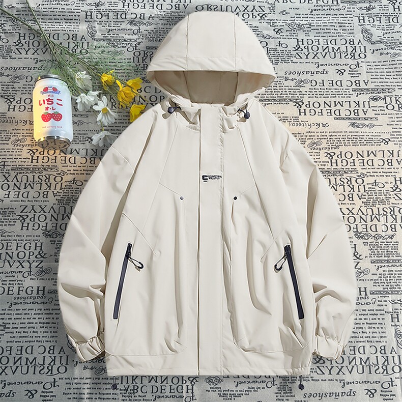 连帽冲锋衣情侣外套防风防水登山服夹克男港风平铺JH-JK745-P50,男装夹克,星座717