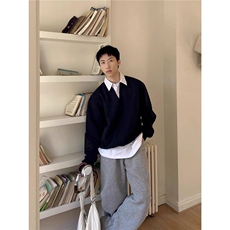 杭州货美式重磅v领连帽高街卫衣男拼接设计感休闲情侣长袖上，男装卫衣，星座218-1（原230）