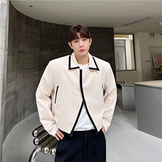 23春新款潮流时髦韩版撞色单粒扣休闲宽松短款造型夹克T125，男装夹克，星座1304（原C205）