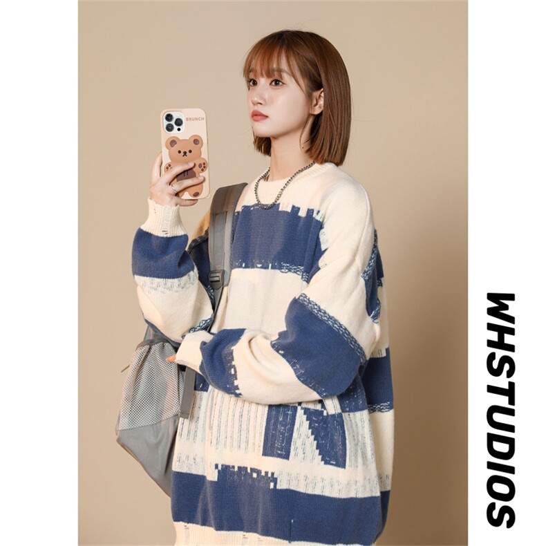 M6136/P65秋冬中性风针织衫男学生宽松毛衣男女外套大码毛线衣男，女装针织衫/毛衣，电商A141