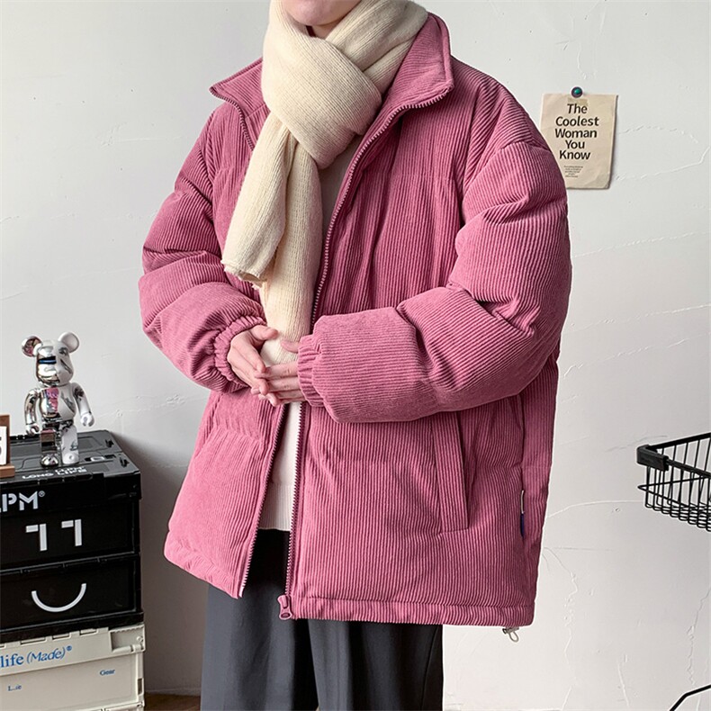 冬季青少年加绒加厚立领棉衣港风简约大码棉服外套男女 6223-P100图片