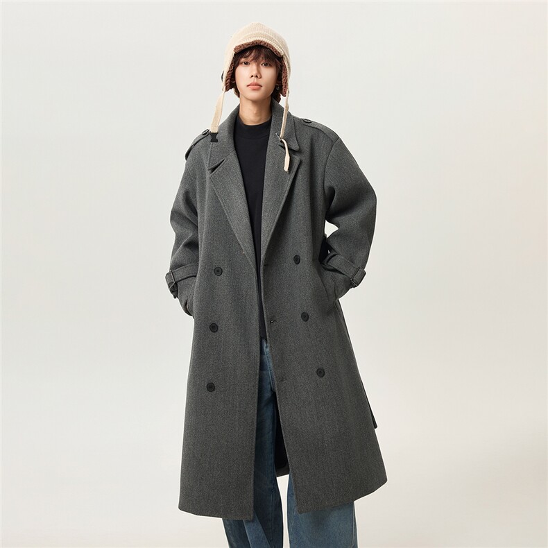 冬季新款加棉加厚中长款过膝男毛呢大衣韩版风衣韩系外套F523P138，男装风衣，电商A430（原星座702）