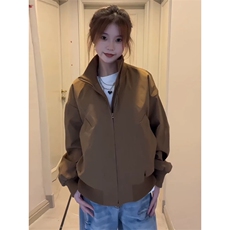 现货26春装美拉德立领飞行夹克纯色复古廓形高街棒球服外套，男装夹克，电商A486-1