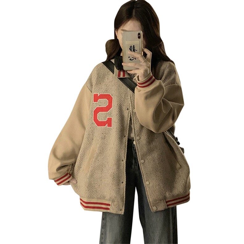 美式棒球服外套女2025秋新款韩系宽松休闲百搭夹克外套C794-P110,男装夹克,星座911-2(原星座613-2）