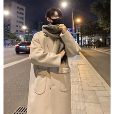 英伦韩系毛呢大衣男中长款秋冬高级感痞帅风衣外套812-F635-P128，男装风衣，星座812