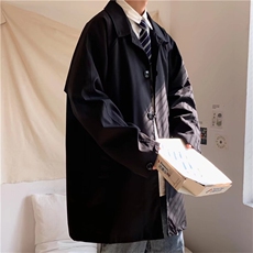 日系复古简约百搭工装中长款风衣男女宽松休闲外套潮FY8808P52，男装风衣，星座1013-5