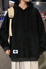 WY2061-P35加绒款-P40纯棉连帽卫衣男大码运动帽衫宽松薄外套男，男装卫衣，电商A040