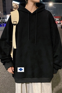 WY2061-P35 加绒款-P40 纯棉连帽卫衣男大码运动帽衫宽松薄外套男图片
